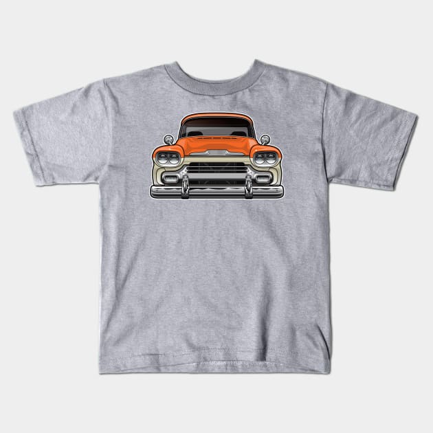 1958 Chevy Apache Orange Kids T-Shirt by RBDesigns